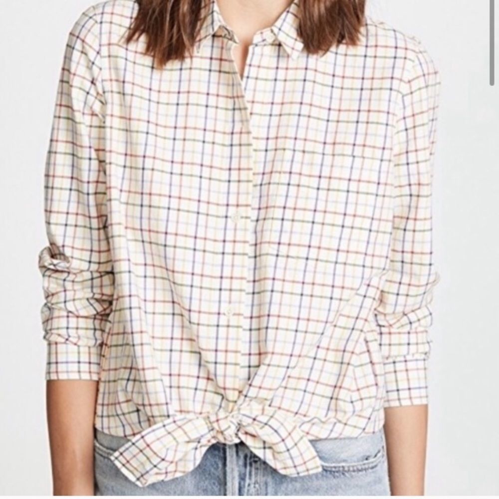 Madewell rainbow plaid button up top